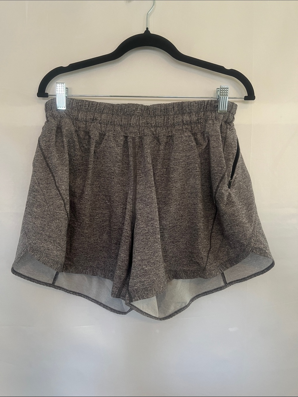 Lululemon Women's Gray Athletic Shorts with Zipper Pocket, size 12